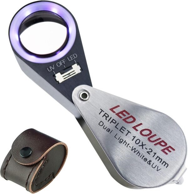 10x 21mm Jeweler’s Loupe Triplet Magnifier for Jewelry, Rocks, and Gems